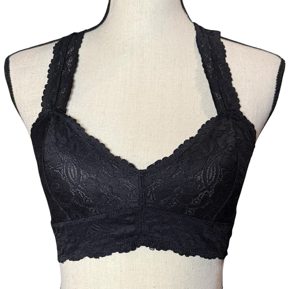 Intimately Free People Galloon Stretch Floral Lace Black Racerback Bralette S/P